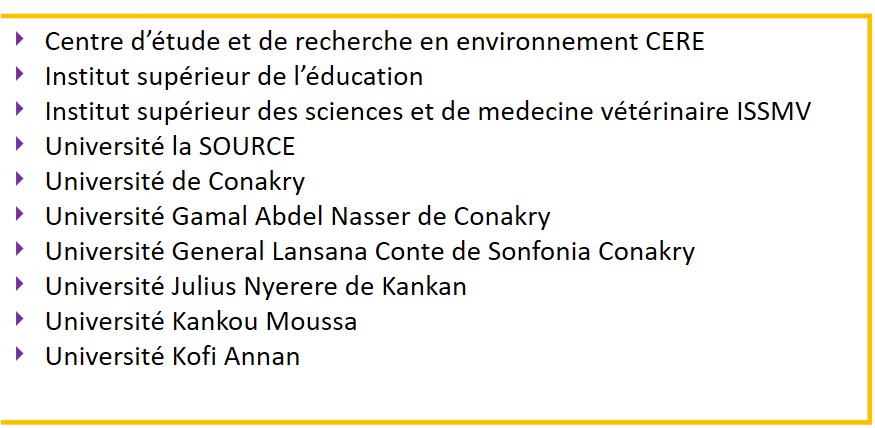 Universités / écoles ayant des diplômes reconnus par le CAMES en Guinée
